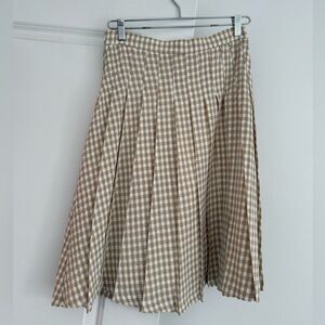 Udel Classic Tan Checkered Midi Skirt Size M